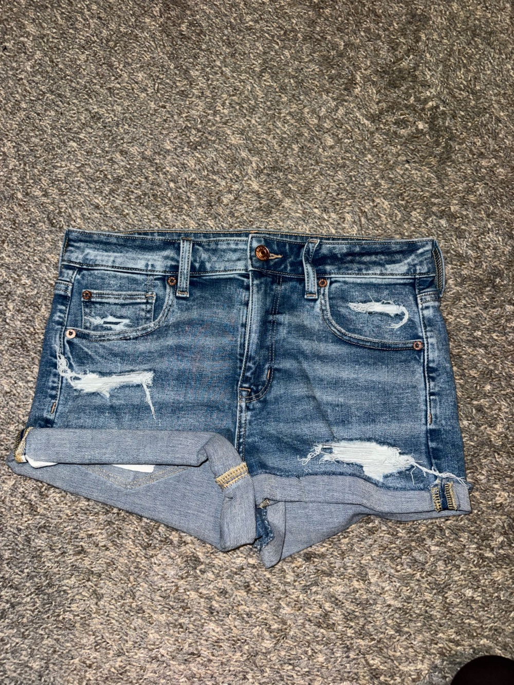 American Eagle Outfitters Distressed High Rise Shortie Denim Shorts Size 8
